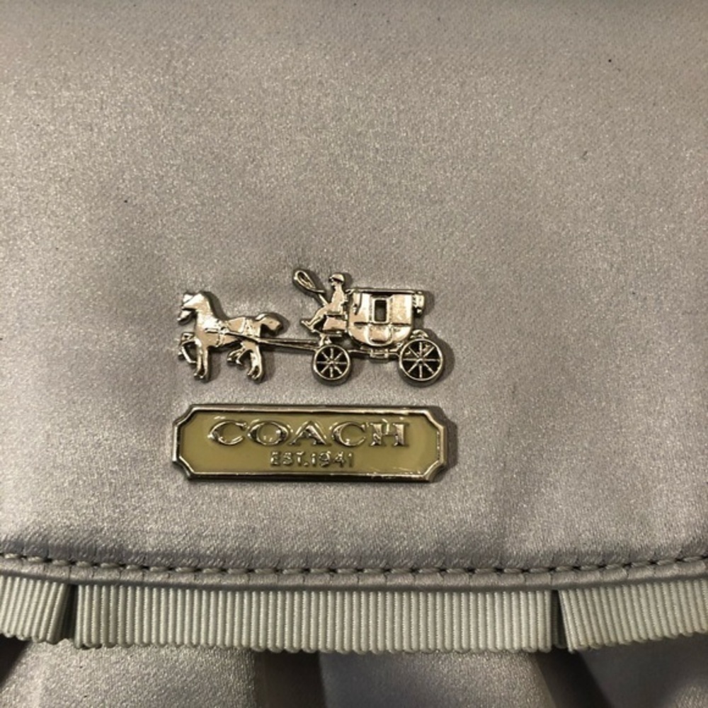 Coach gray satin evening wristlet clutch bag - Picture 8 of 11